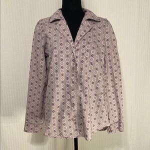Victoria's Secret Pajama Top Lavender Geometric Floral Cotton Long Sleeve Medium